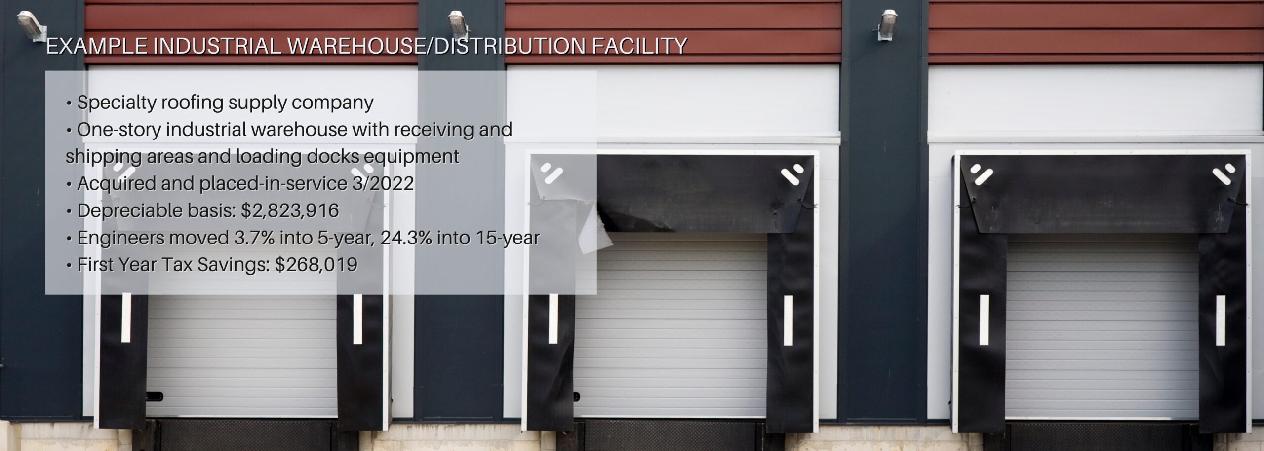 Photo of a shipping and loading doc at a warehouse facility